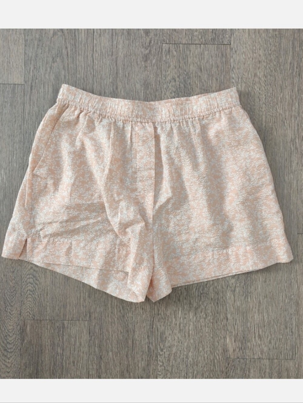 WAYF Peach Floral Print Cotton Crepe Shorts